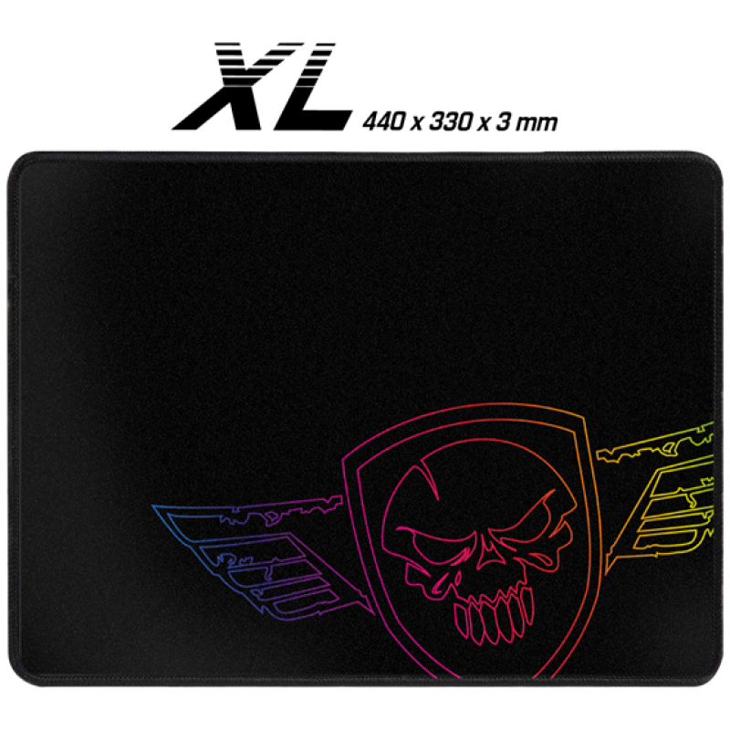Spirit of Gamer Egérpad - Darkskull Mouse Pad - King Size (430 x 330 x 3mm; varrott szélek; fekete)