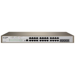 IP-COM Switch Vezérelhető PoE - PRO-S24-410W (24x1Gbps + 4x1Gbps SFP + 1x1Gbps console port; 24 af/at PoE+ port; 370W)