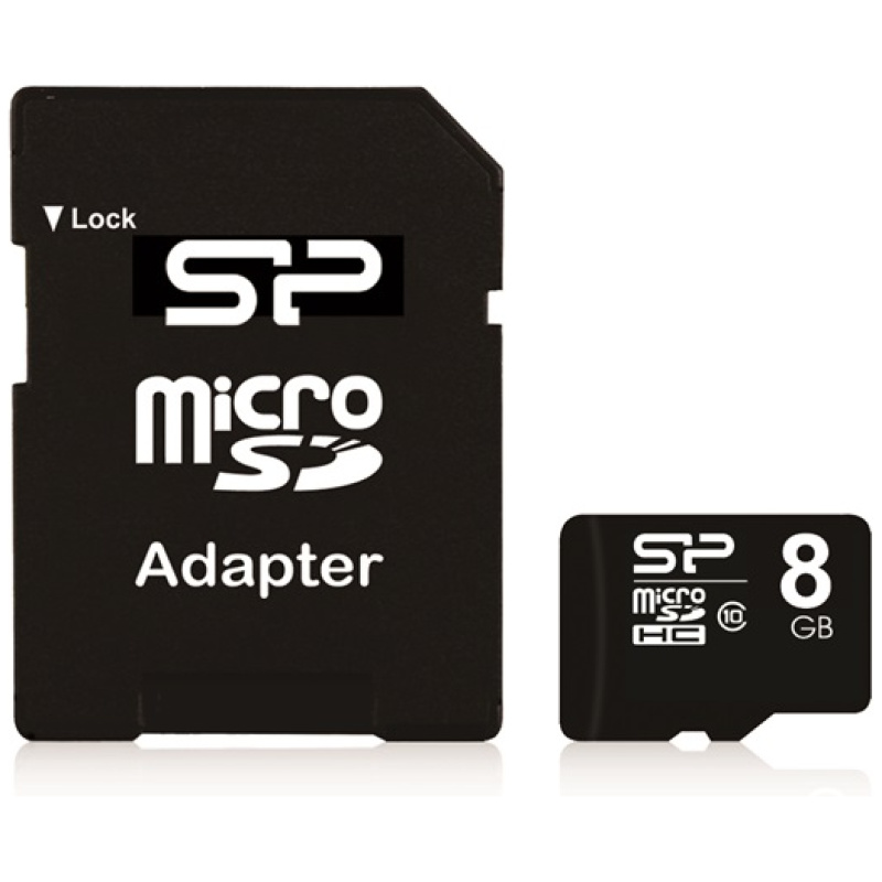 Silicon Power MicroSD kártya - 8GB microSDHC Class10 + adapter