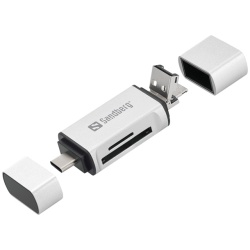 Sandberg Kártyaolvasó - Multi Card Reader (fehér-fekete; USB/USB-C/MicroUSB; SD;SDHC)